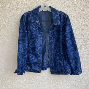 Jean Jacket  Sz S Vintage Pappagallo Y2K 100% Cotton Brass Buttons Excellent
